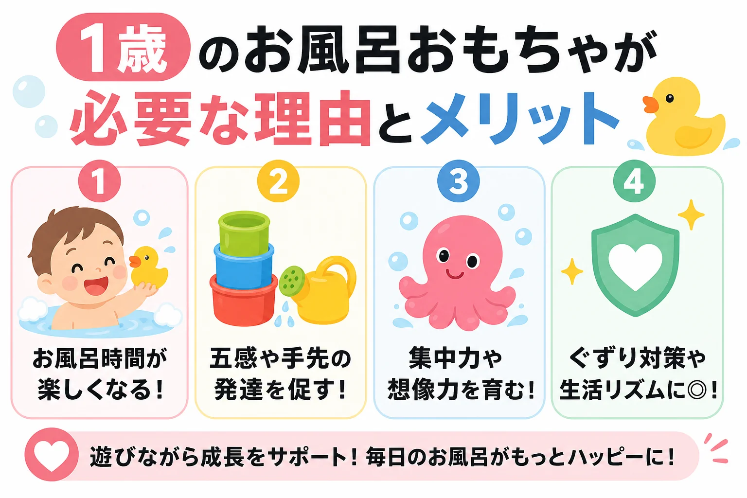 1歳のお風呂おもちゃが必要な理由とメリット