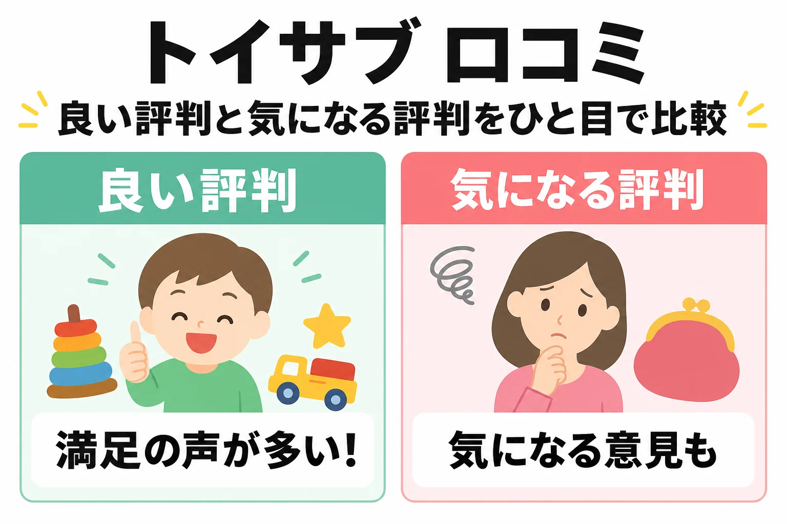 良い評判と気になる評判をひと目で比較