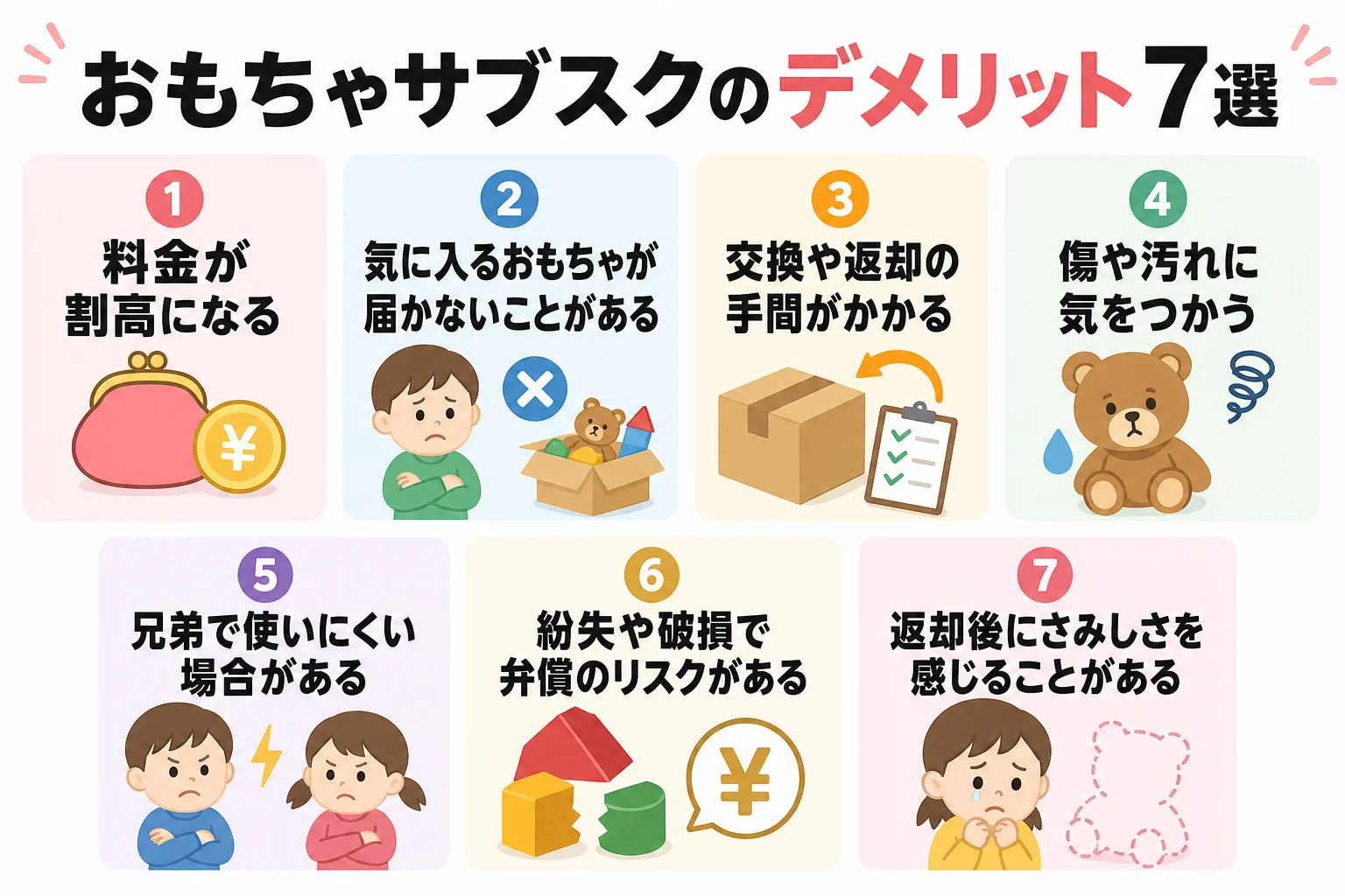 おもちゃサブスクのデメリット7選
