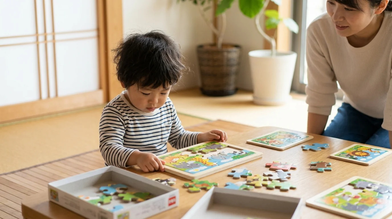 2歳後半は10〜20ピースに挑戦: ジグソーパズルへの移行