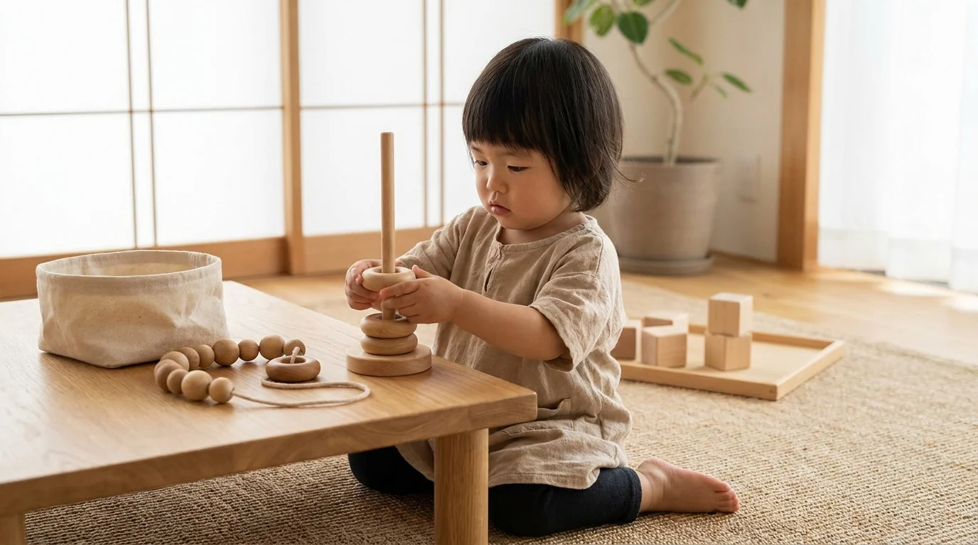 リング差し・ひも通し: 指先の巧緻性 / 順序の概念
